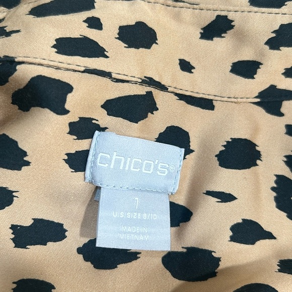 CHICOS WOMENS BUTTON DOWN BLOUSE LEOPARD PRINT LIGHTWEIGHT SZ 1(8/10) - Picture 14 of 14